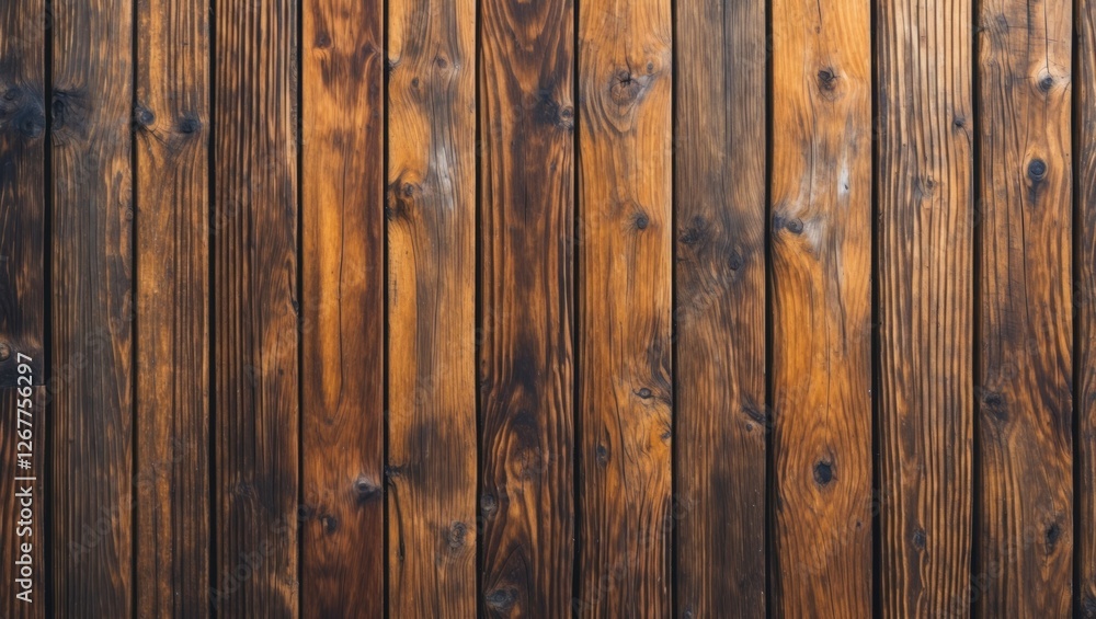 Poster wooden plank wall surface with rich brown tones and grain patterns suitable for background or textur