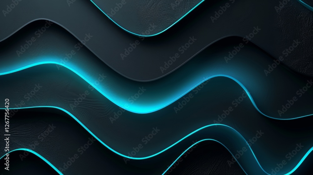 Poster dynamic blue and black wave patterns creating an abstract background for modern design projects in a