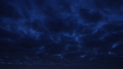 A Dramatic Dark Blue Sky Filled with Clouds at Dusk, Creating a Stunning Evening Scene