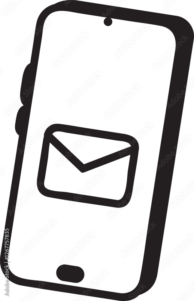 Poster modern smartphone displaying a new email notification on the screen, symbolizing instant communicati