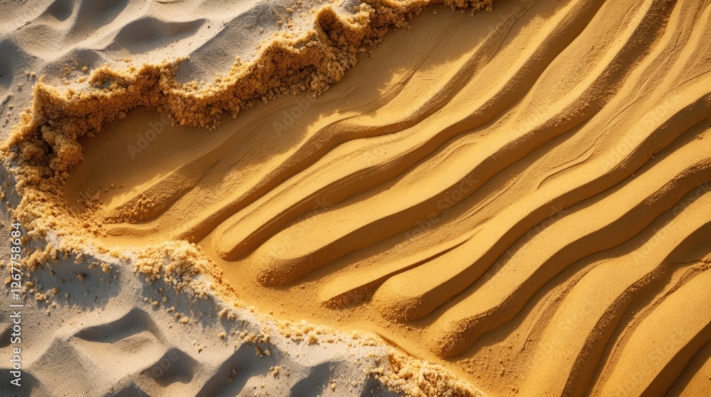 Poster abstract patterns formed in golden sand with ripples and textures under natural light suitable for b