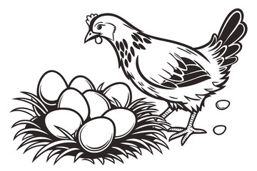 hen and eggs