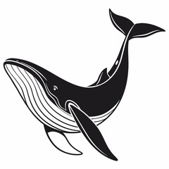 Whale vector silhouette black design white background