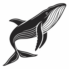 Whale vector silhouette black design white background