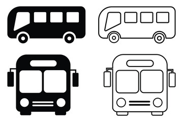 Bus icon vector illustration. School Bus icon, silhouette. Bus silhouette, icon, vector collection for app, logo web design. Bus sign,  symbol, transport icon. Vector illustration. Transportation