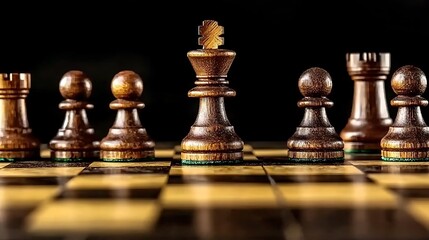 Chess King and Pawns on a Dark Background