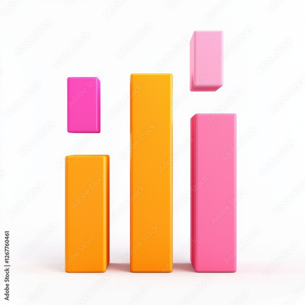 Poster a vibrant graphic featuring colorful bar charts in pink and orange, representing data visualization 