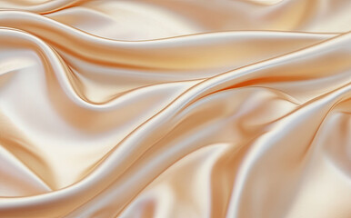 Obraz premium A close-up of smooth, flowing silk fabric in a soft peach hue.