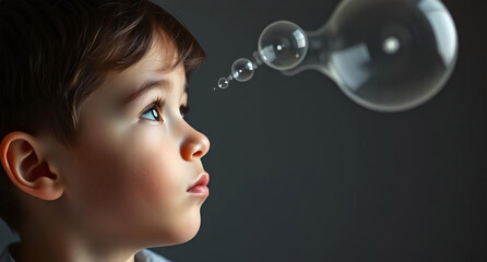 Young Boy Thinking with Thought Bubble Box Illustration