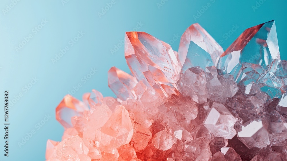 Poster close-up view of crystalline structure of colorful rock display with gorgeous clarity and unique tex