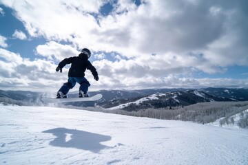 Snowboarder Jumps in the Air