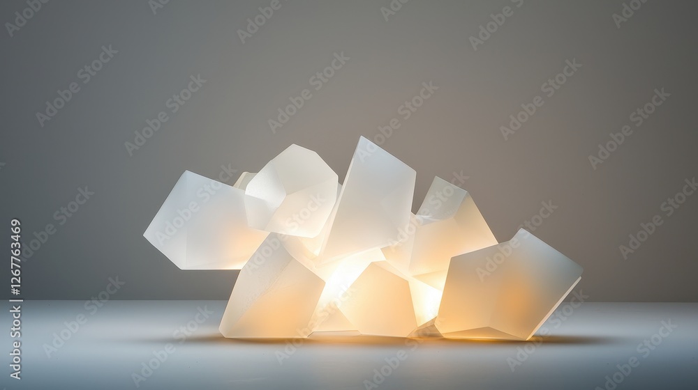 Poster modern geometric cluster of clear shapes with ambient lighting on a minimalist background