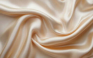 Obraz premium A close-up view of smooth, silky fabric in a soft, creamy color, showcasing its texture and sheen.
