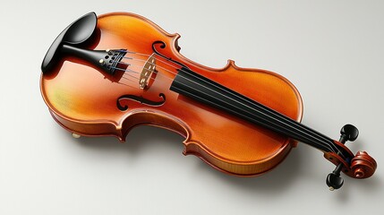 Fototapeta premium Polished violin rests on white, simple background, music education