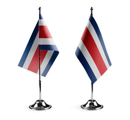 Small national flags of the Costa Rica on a white background