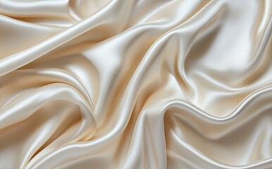 Obraz premium A close-up view of soft, flowing satin fabric in a light, creamy color.