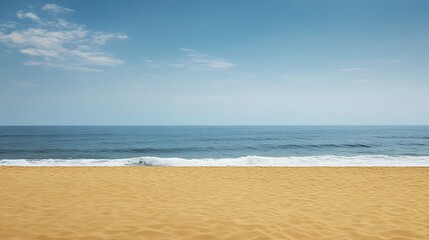 Obraz premium Serene Seascape Beach Scene Under A Calm Sky