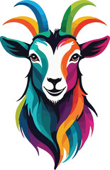 Goat Illustration vector Design, Goat logo and icon Design, Colorful Goat vector design
