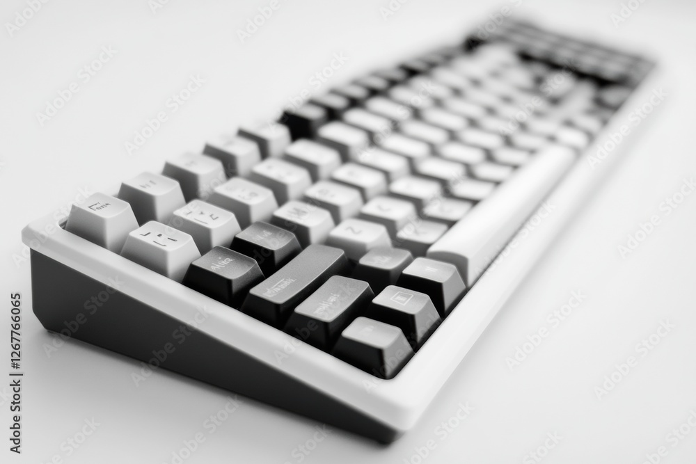 Poster Modern mechanical keyboard with a sleek design in a monochrome color palette and an elegant layout. Generative AI