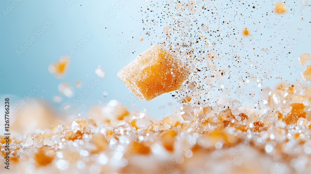 Poster high resolution macro photograph of grainy sand particles with vivid textures and soft background