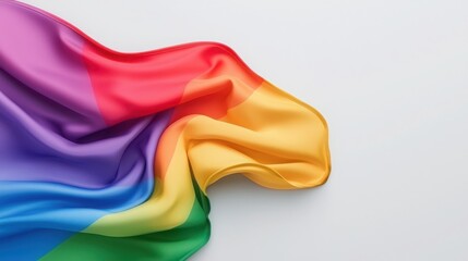 Solid Background with Gradient and Artistic Blend. Colorful pride flag draped on a white surface.
