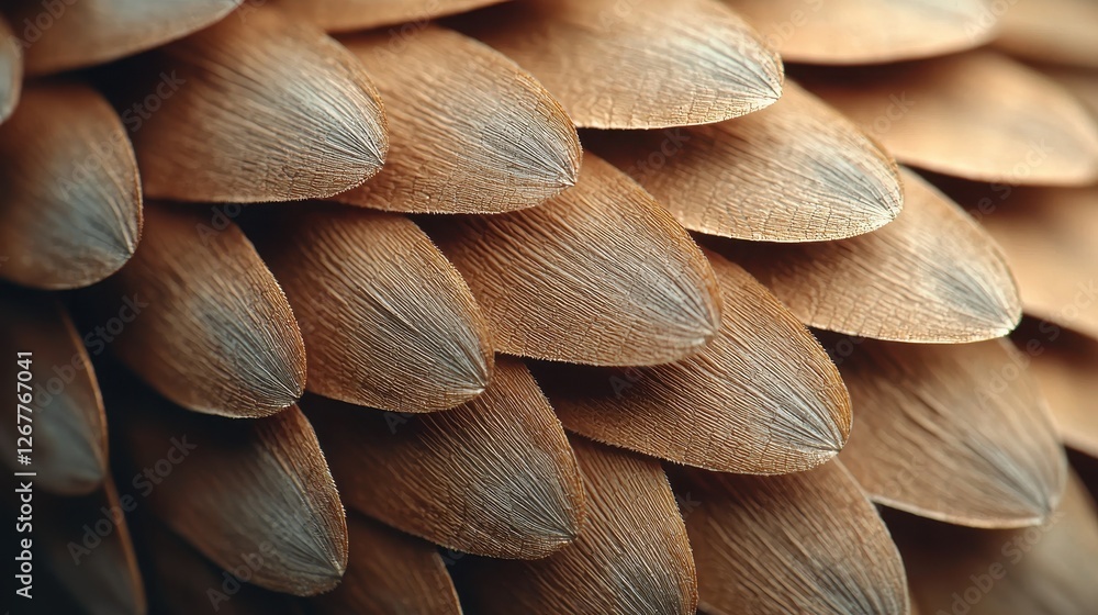 Poster detailed macro shot of pinecone showcasing intricate textures and natural patterns in close-up photo