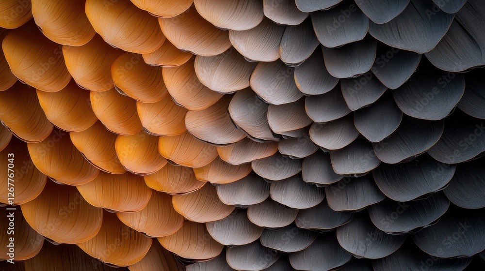 Poster close-up macro shot of a detailed pinecone showcasing intricate patterns and textures in natural col