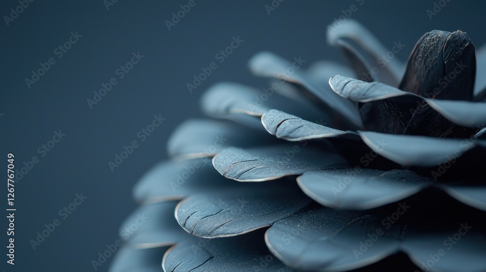 Poster intricate macro shot of a pinecone capturing fine details and textures against a soft dark backgroun