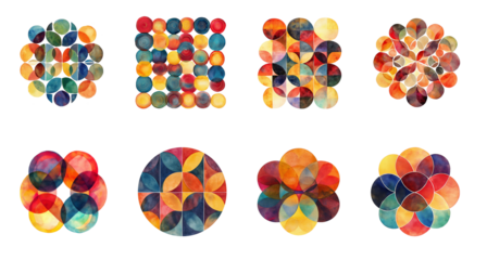 Watercolor Geometric Circles set 