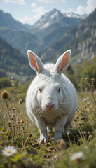 Fototapeta premium white rabit on a meadow