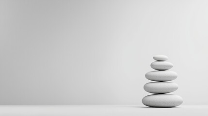 Minimalist Composition of Smooth Stones Stacked Elegantly in a Serene and Simple Environment