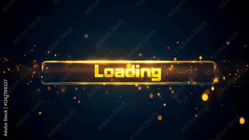 Poster a vibrant and eyecatching loading graphic showcasing sparkling particles, along with brilliantly glo