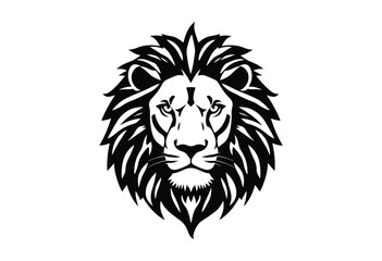 lion head vector silhouette on white background