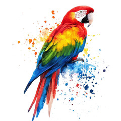 Obraz premium Tropical Exotic Bird – Bright Red, Blue, and Yellow Macaw Illustration 