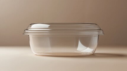 Clear Plastic Container in Sleek Transparency on Neutral Backdrop