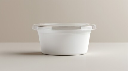 Cylindrical White Plastic Container with Transparent Lid
