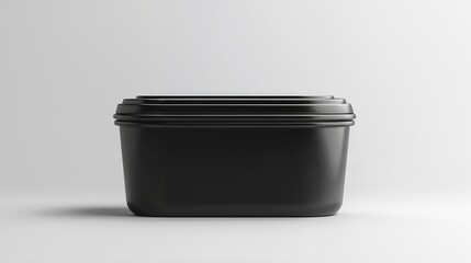 Rectangular Black Food Container with Textured Lid

