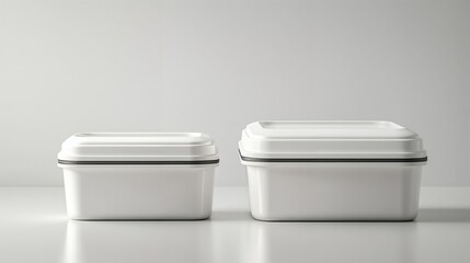 Minimalist White Packaging Containers with Dark Trim
