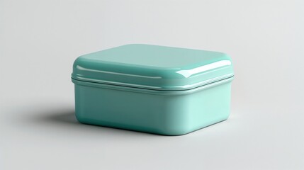 Enamel Teal Rectangular Box with Domed Lid
