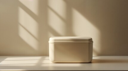 Minimalist Cream-Colored Box for Elegant Packaging [with copy space]
