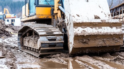 Powerful Bulldozer in Action: Heavy Equipment for Earthworks and Construction Site Preparation