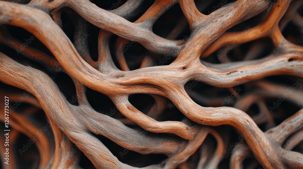Poster intricate patterns of tangled tree roots showcasing nature's beautiful complexity and depth in a clo