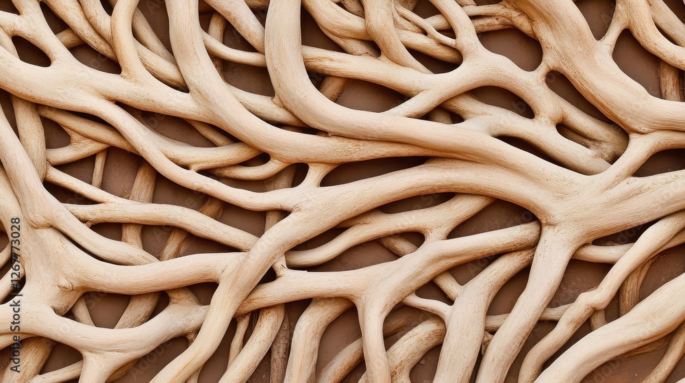 Poster intricate close-up of tangled tree roots forming natural patterns in the earth