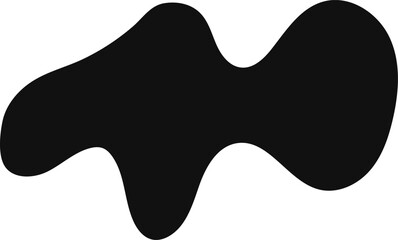 Irregular abstract curved flowing black shape on a white background, creating a sense of fluidity and movement, suitable for various design purposes