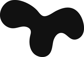 Black organic flowing abstract shape with smooth curves and edges creating a dynamic and artistic visual on white background, perfect for modern and minimalist designs