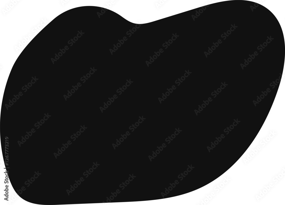 Poster simple minimal black irregular rounded abstract organic blob shape on white background creating nega