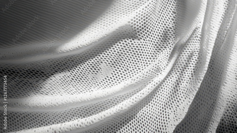Poster abstract patterns created by sunlight filtering through a sheer fabric in soft monochrome tones