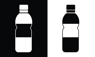 Plastic bottle icon set. Drinking bottle icon black and white symbol collections. Silhouette of plastic beverage bottles vector, icons logo design. Vector illustration.