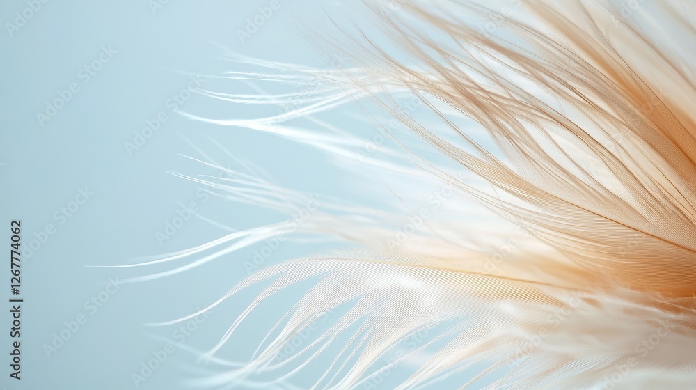 Aufkleber delicate white and cream fibers of feather duster with soft light background and subtle textures