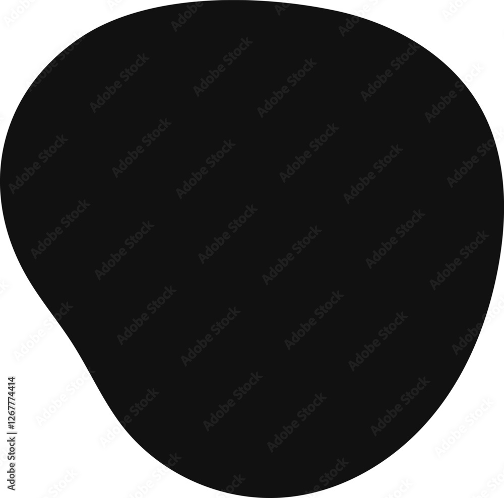 Poster irregular black blob shape with soft edges creating an abstract and organic form on a clean white ba